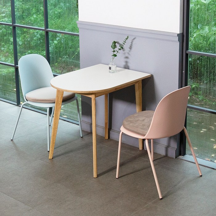 크림우드 800×600 반원형 비프 2인 주방 식탁 세트