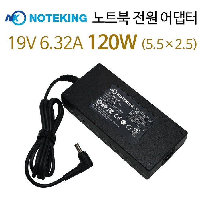 ASUS 아수스 에이수스 120W 노트북 전원 어댑터 아답터 충전기 ADP120RH B 90XB05N0PW00040Y 19V 6.32A 호환, ADNK12019N, 1개
