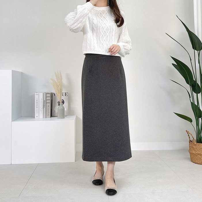 스윗타임 기모 리브레 롱스커트 S~3XL 빅사이즈 치마