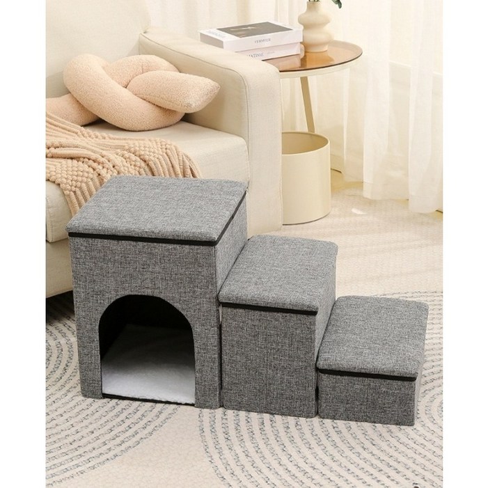 BENRAN 강아지계단 고양이계단 강아지높은계단 고양이숨숨집 접어서 이동 가능 3단이동식계단사다리 죽부인