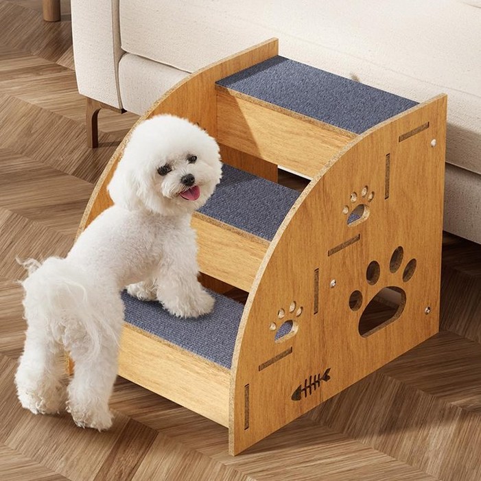 ZOZOFO 애완 계단 강아지 고양이 3단 계단 반려동물 논슬립 슬라이드 계단 강력하중
