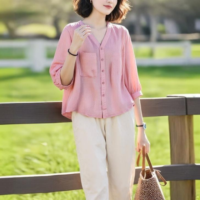 비니브 25년 NEW 아이스 브이넥 여름 블라우스 3종