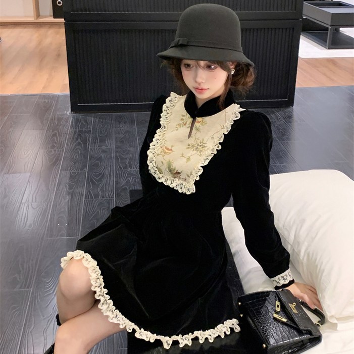 COSYEVNO 여성 원피스 가을 니트 레이스 빅사이즈 심플 패션 편안 캐주얼 루즈핏 미디 기장 허리 조임 스커트 CXJqz05