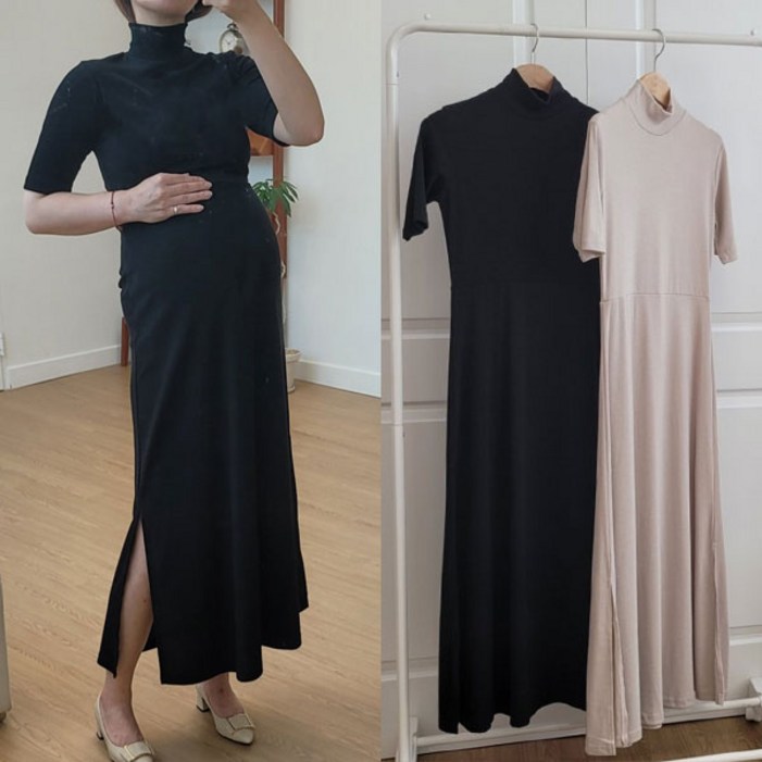 하프넥 주수 만삭촬영 원피스 임부복 임부원피스 임산부드레스