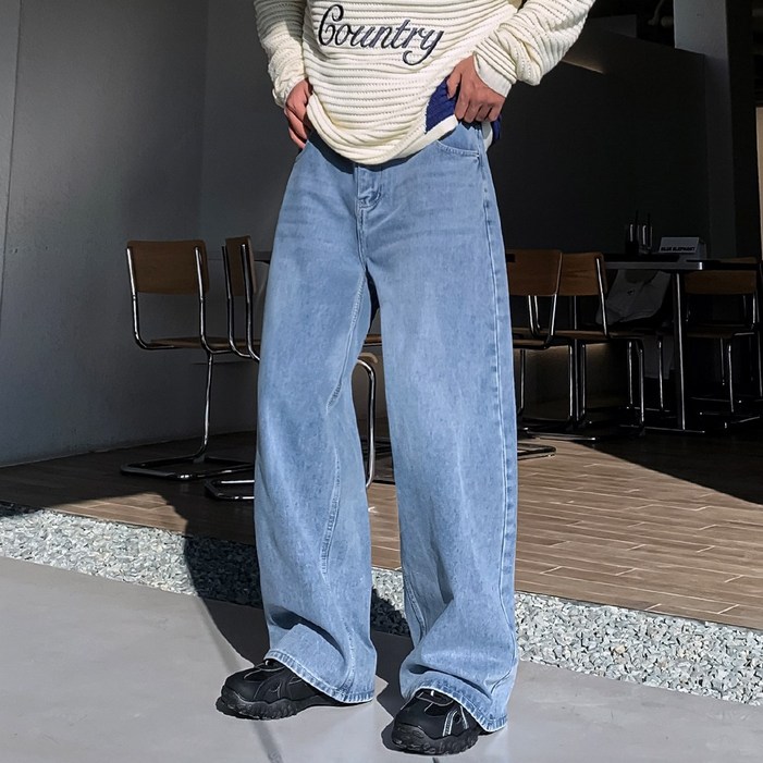 클라쓰업 남자 남성 벌룬핏 와이드 워싱 청바지 데님 팬츠