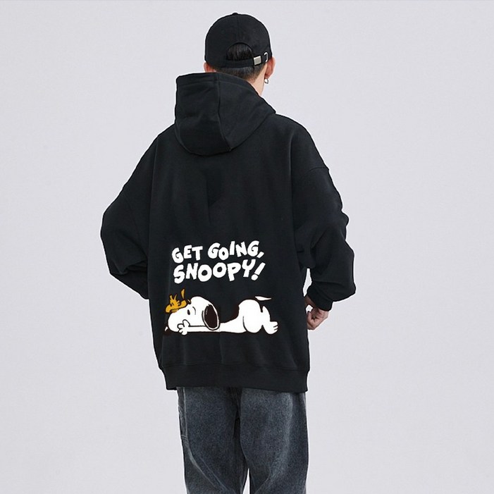 FONOW 남녀공용 귀여운 스누피 캐릭터 프린팅 커플룩 스탠다드핏 후드티