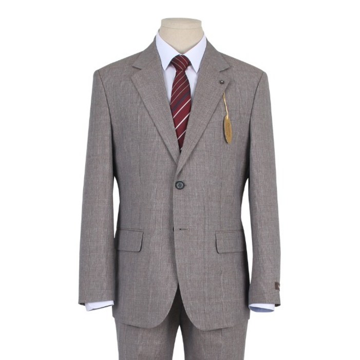 베이직핏 모직 브라운 체크 정장세트 B232SUSW043