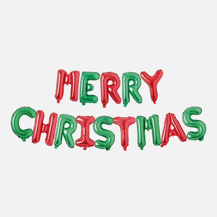 메리크리스마스 이니셜 글자 풍선 레드그린 성탄절, 단일상품, 1개