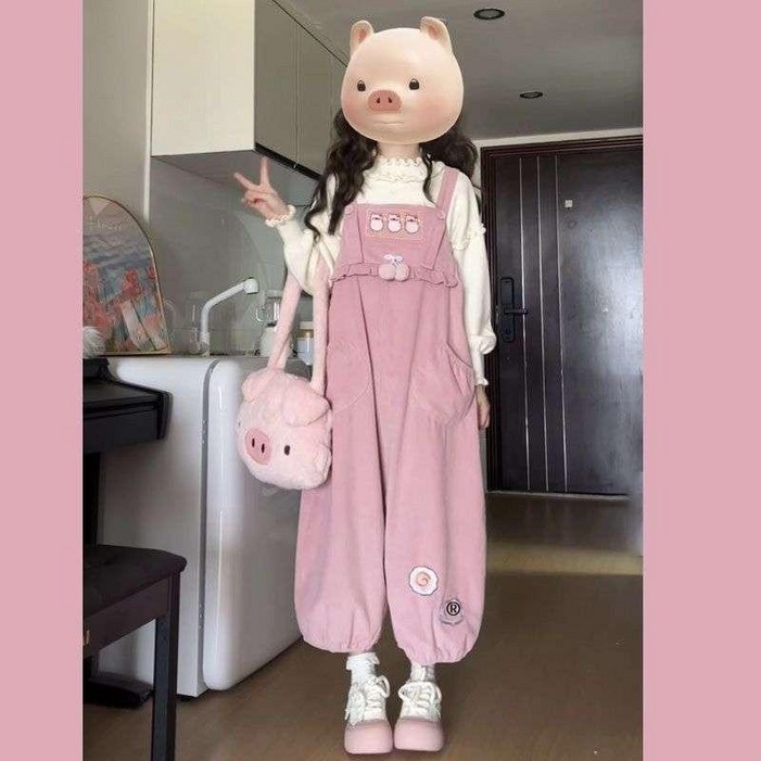 골덴멜빵바지 기모 여성 코듀로이 겨울 양털 F