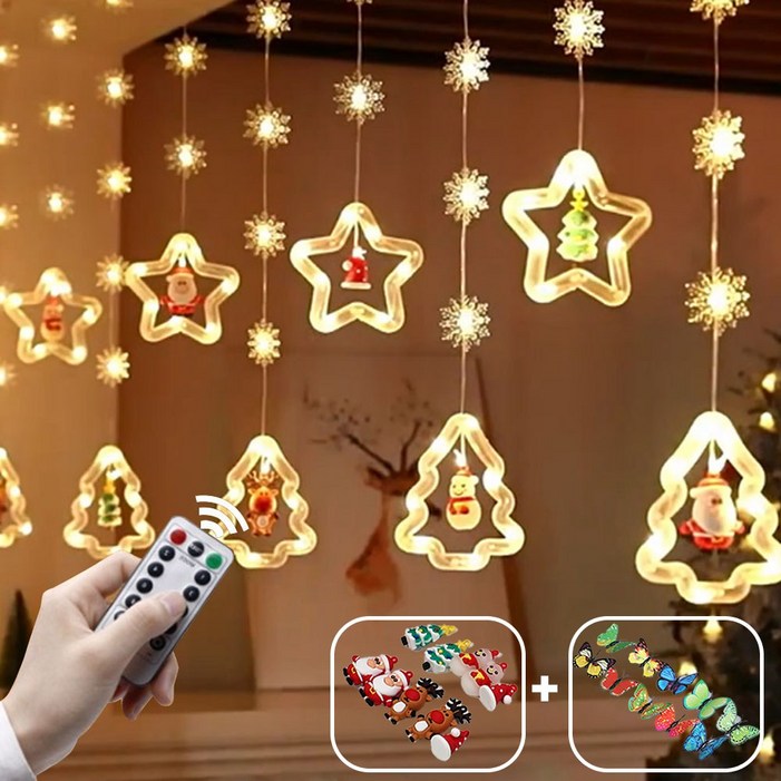 파인굿즈 크리스마스 줄조명 usb 리모컨 가랜드조명 벽트리, 웜화이트usb가랜드리모컨포함별트리, 1개