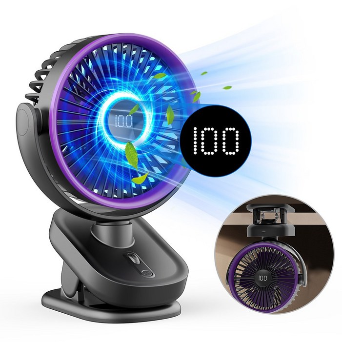 CCAGU 무선 클립형 선풍기 4800mAh 저소음 캠핑 휴대용 탁상겸용 충전식 선풍기