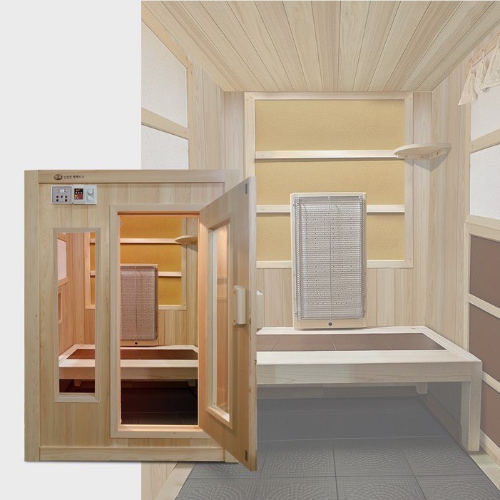 친환경편백아트 편백 광물질 온수 양자 찜질방 - 명작 의자형 2인(소) P917