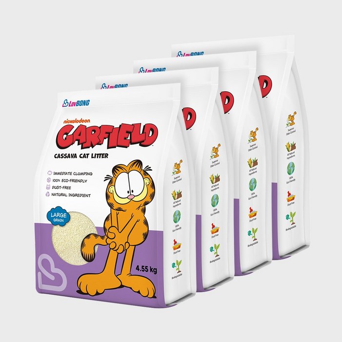 [4개세트] 가필드 고양이모래 보라(굵은입자) 4.55kg