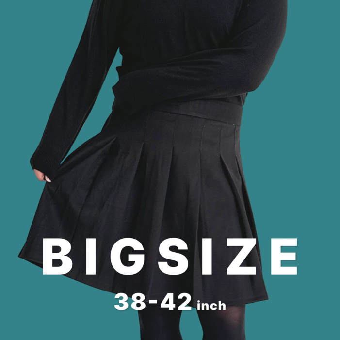 3542인치빅블리 빅사이즈 모직 플리츠 스커트 비스코스 울 블랜드 A라인 치마
