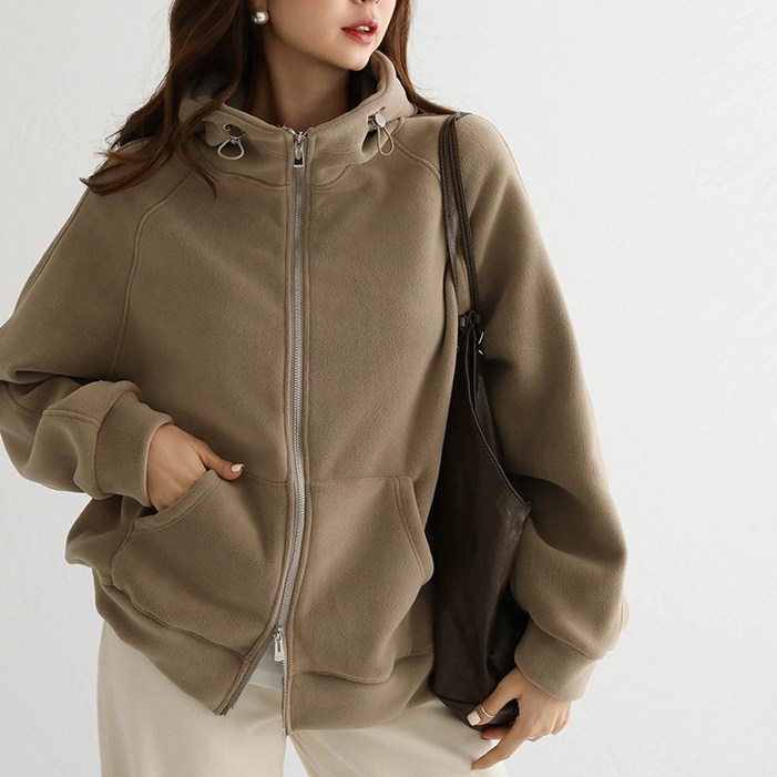 후드 스트링 플리스 투웨이 집업 66507