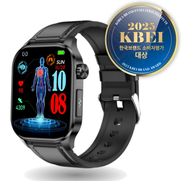 액션맨 글루코워치 ET 건강데이터 스마트워치, 블루투스, 5.13cm, 블랙실리콘블랙레더