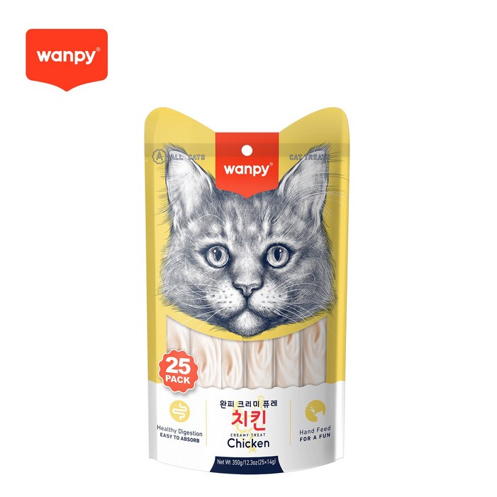 완피 크리미 퓨레 25p 짜먹는 고양이 츄르 간식 스틱