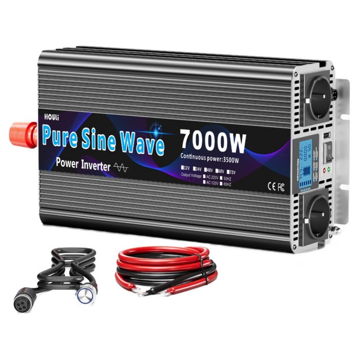 7000W 인버터 순수정현파 12V 220V 한국형 차량용 캠핑 전원 변환기 고용량 정현파 HOULI, 1개