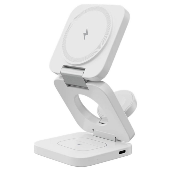 리베타 Qi2 3in1 폴더블 무선충전기 맥세이프 아이폰 갤럭시, 1개, 화이트갤럭시