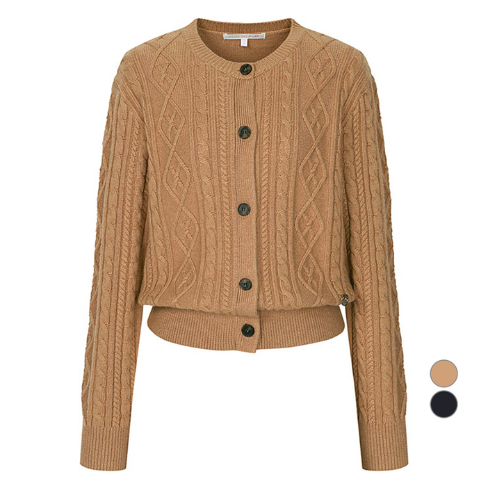 올리브데올리브 여성용 꽈배기 라운드넥 니트 가디건