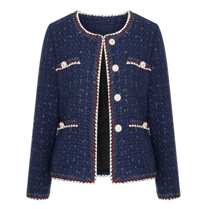 티뷰 여성용 로프라인 배색 트위드 자켓 V5A-CJK006