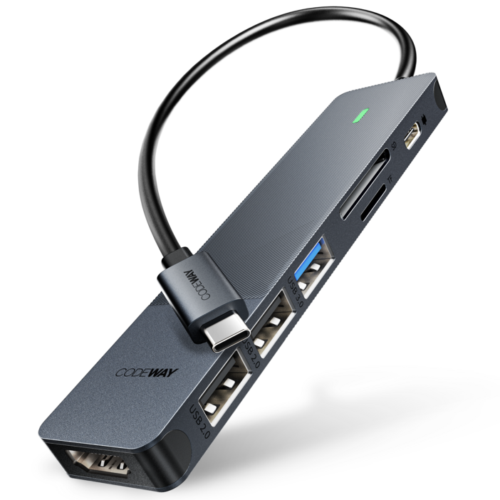코드웨이 USB C타입 허브 7 IN 1 노트북 맥북 멀티허브, 그레이, 1개