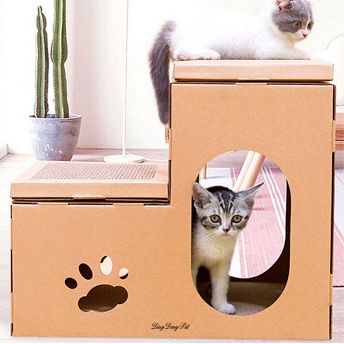딩동펫 고양이 스텝 스크래쳐 하우스