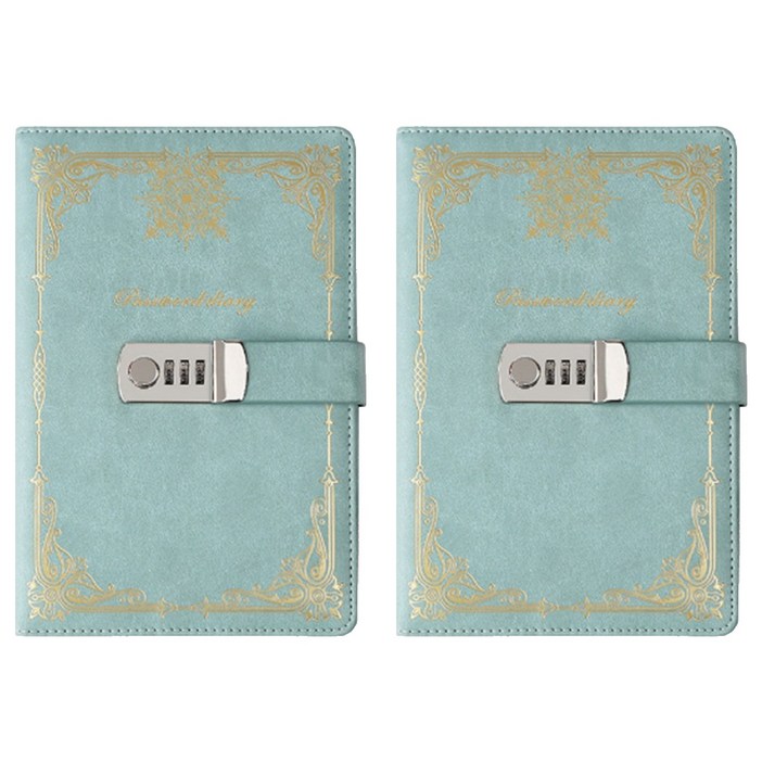 아리코 골드라인 시크릿 A5 비밀번호 잠금락 다이어리 수첩, 로얄그린, 2개