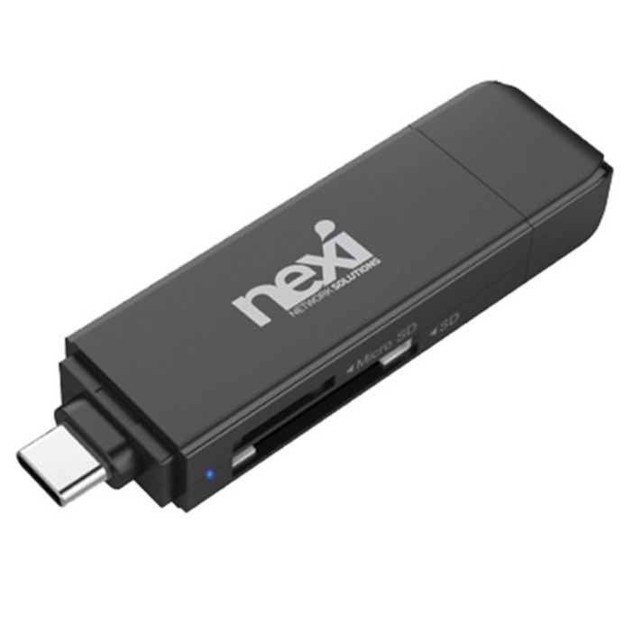 넥시 USB3.1/3.0 OTG 카드리더기 마이크로 SD 카드 NX-U3130CR NX610, 블랙, 1개 삼성sd카드512
