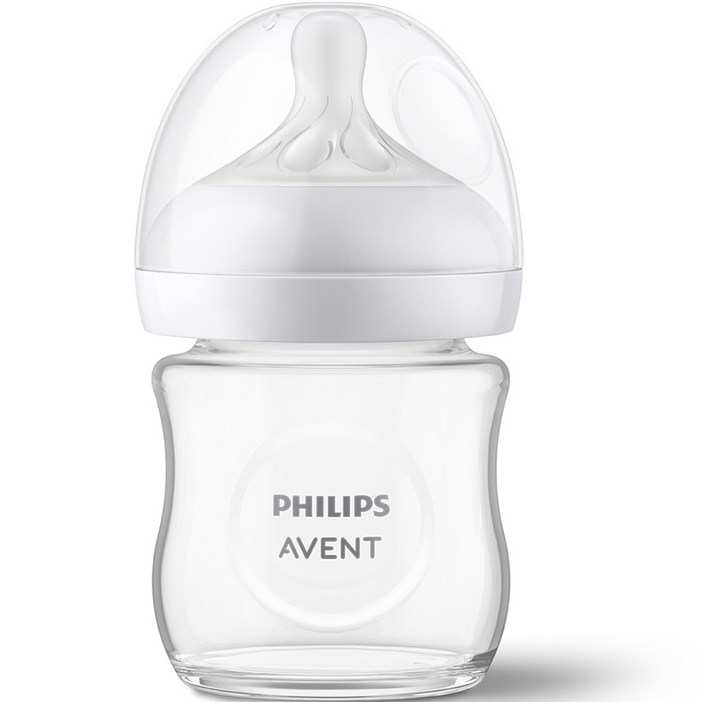 필립스아벤트 아기편한 유리 젖병  젖꼭지 2단계, 혼합색상, 120ml, 1세트