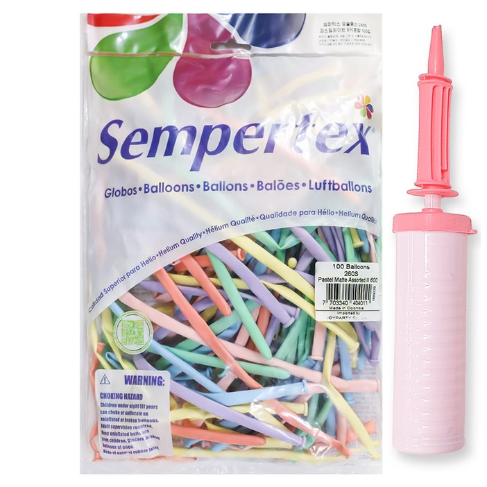 셈퍼텍스 파스텔메이트 요술풍선 260S 100p  손펌프 세트