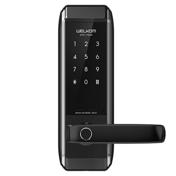 솔리티 손잡이 있음유리문샷시문 불가 지문인식 무타공 도어락, WTS750B, 고객직접설치