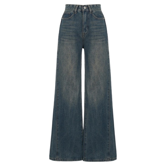 에이비플러스 여성용 기본/롱 기장 사이드 절개 와이드 데님 팬츠 LSA5MP4