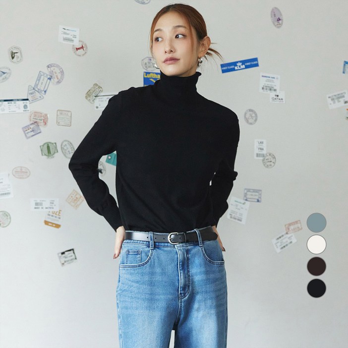 클라비스 여성용 베이직 터틀넥 풀오버