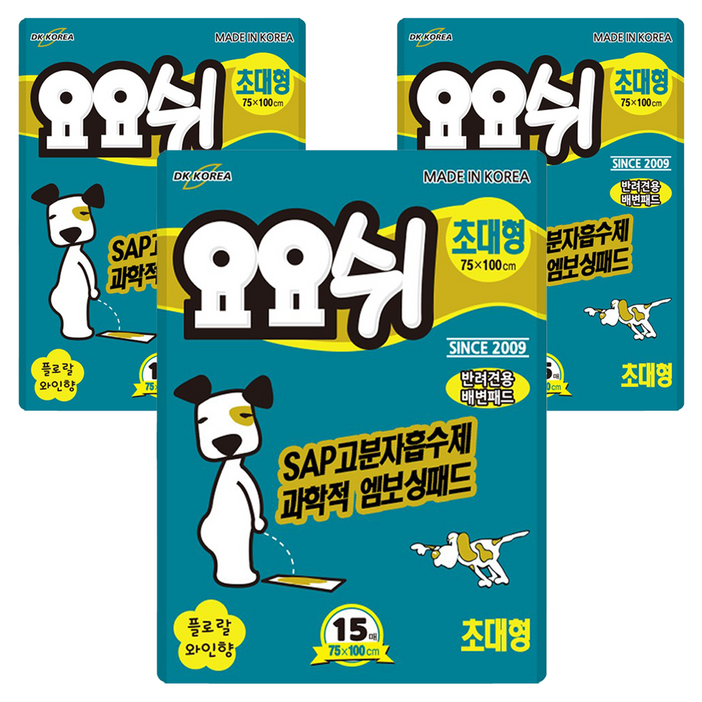 요요쉬 강아지 배변패드 플로랄와인향, 15개입, 3개