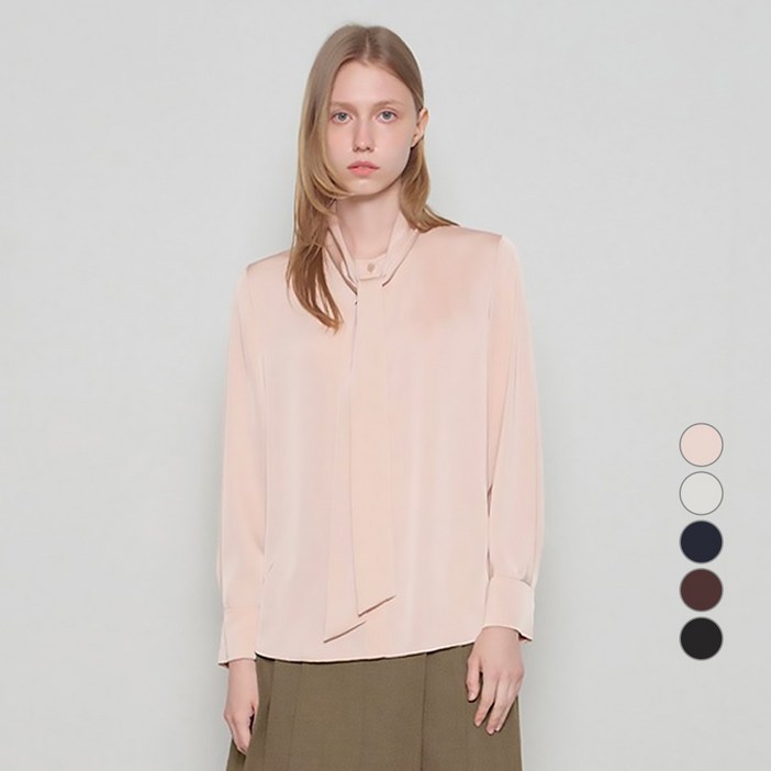 리스트 여성용 라운드넥 타이 블라우스 TWWBLO82020