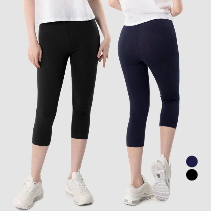 아르메데스 여성용 면스판 카프리 7부 레깅스 2종 세트 AR305