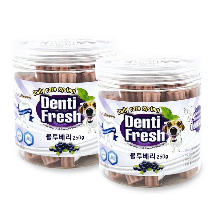 강아지 덴티 후레쉬 덴탈껌, 블루베리, 250g, 2개