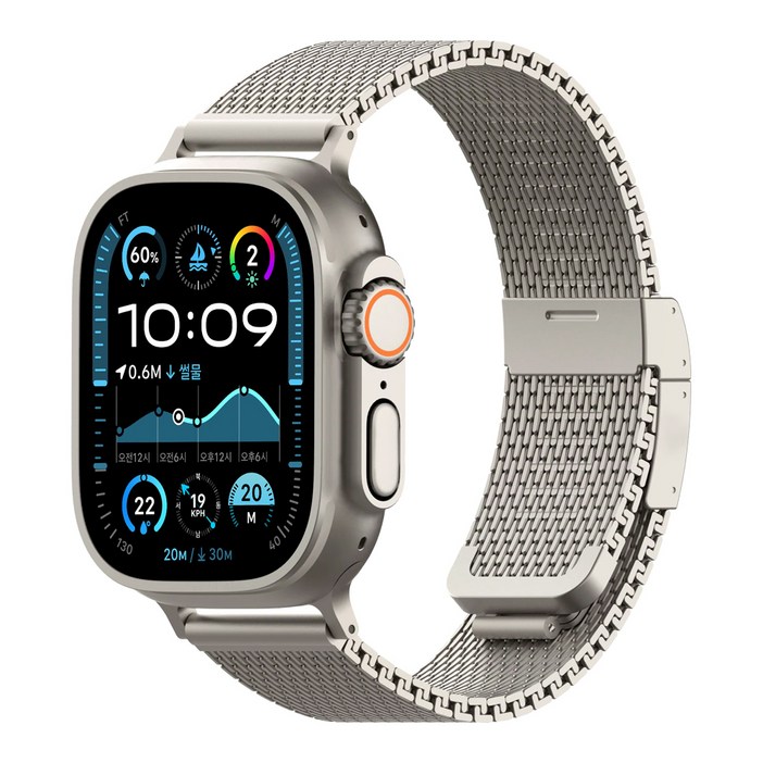 빌틴 티타늄 메탈 마그네틱 스트랩, 내추럴 티타늄, 1개