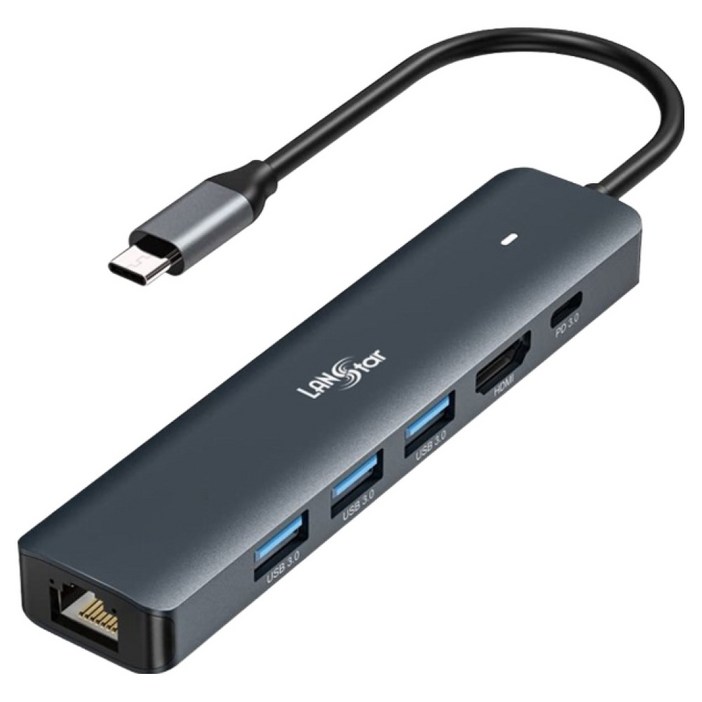 랜스타 맥북 PD고속충전 6in1 USB C타입 멀티허브 LS-U31MHS, 단일상품, 1개