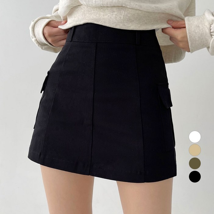 플랜데이 여성용 Y2K A라인 코튼 카고 미니 스커트