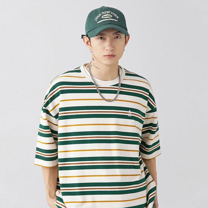 스타빈 남성용 미니등대 스트라이프 반팔 티셔츠 스타빈 남성용 미니등대 스트라이프 반팔 티셔츠