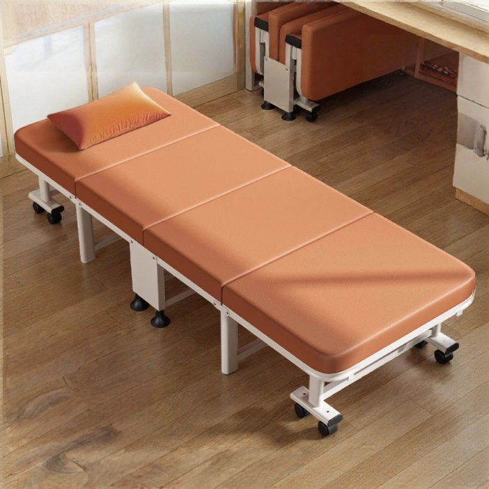 공간절약 4단 접이식 사무실 바퀴 달린 이동식 폴딩베드 D31, 오렌지