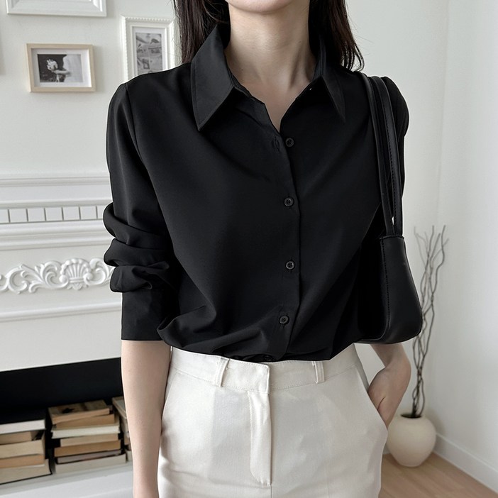 라라온 카라넥 베이직 링클프리 긴팔 블라우스 셔츠 TSP2866