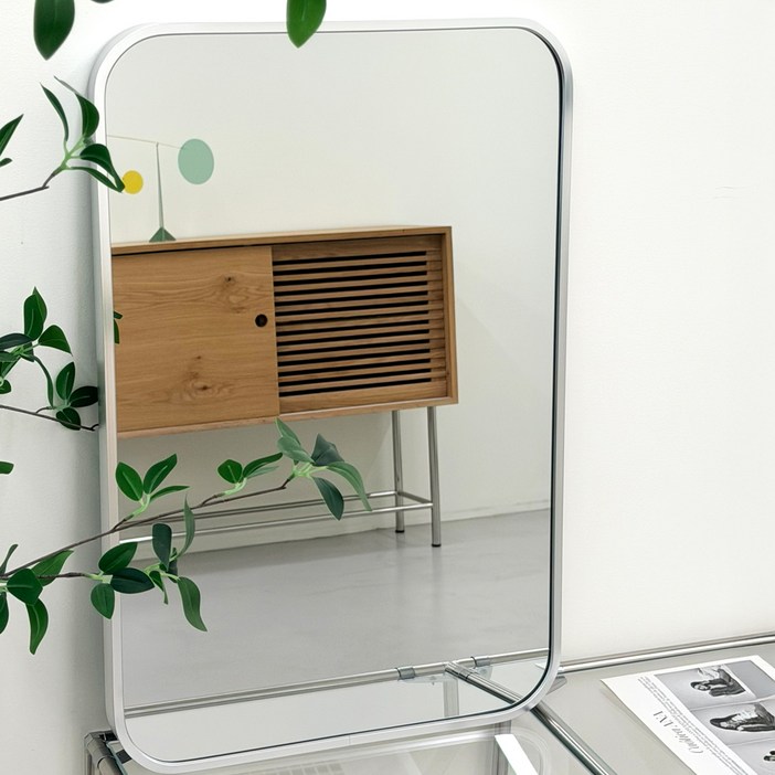 일상도구 인테리어 사각 벽 거울 40 x 60 cm, 실버