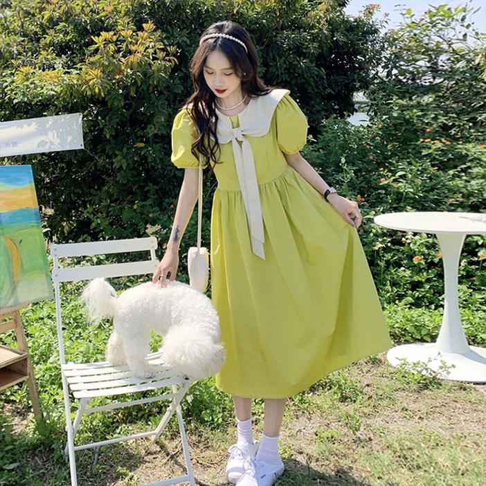 여성용 블랙101 코스키네 반팔 롱 원피스 CH2318384
