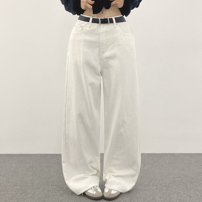 위드후이린 여성용 롱숏 기장 쥬니 코튼 와이드 일자 팬츠