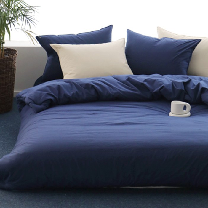 베이직톤 국내산 클래식 양면 바이오워싱 고밀도 80수 이불커버