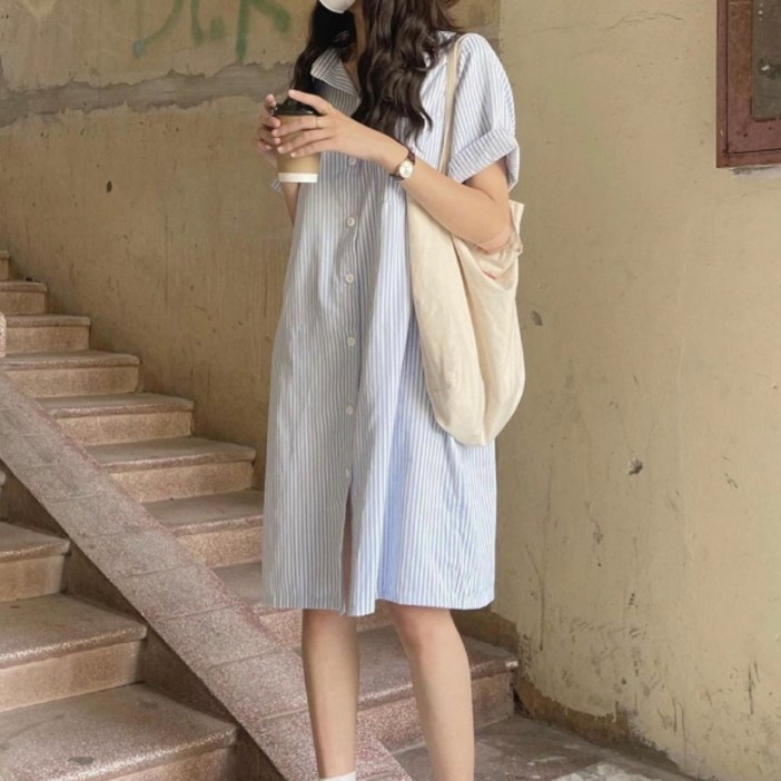 피어니스트 셔츠 루즈핏 미디 원피스 빅사이즈 포함