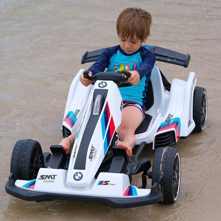 어린이 전기 자동차 고카트 전동카, 1개, 화이트12V12 초웨이 배터리EVA 바퀴